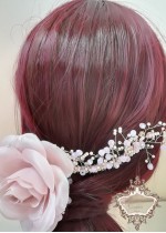 Абитуриентски гребен - украса за коса с роза Satin pink rose by Rosie